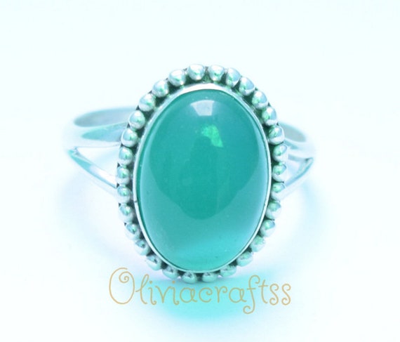 Wonderlijk Groene Onyx Ring groene stenen Ring Zilveren Ring 925 | Etsy OO-43