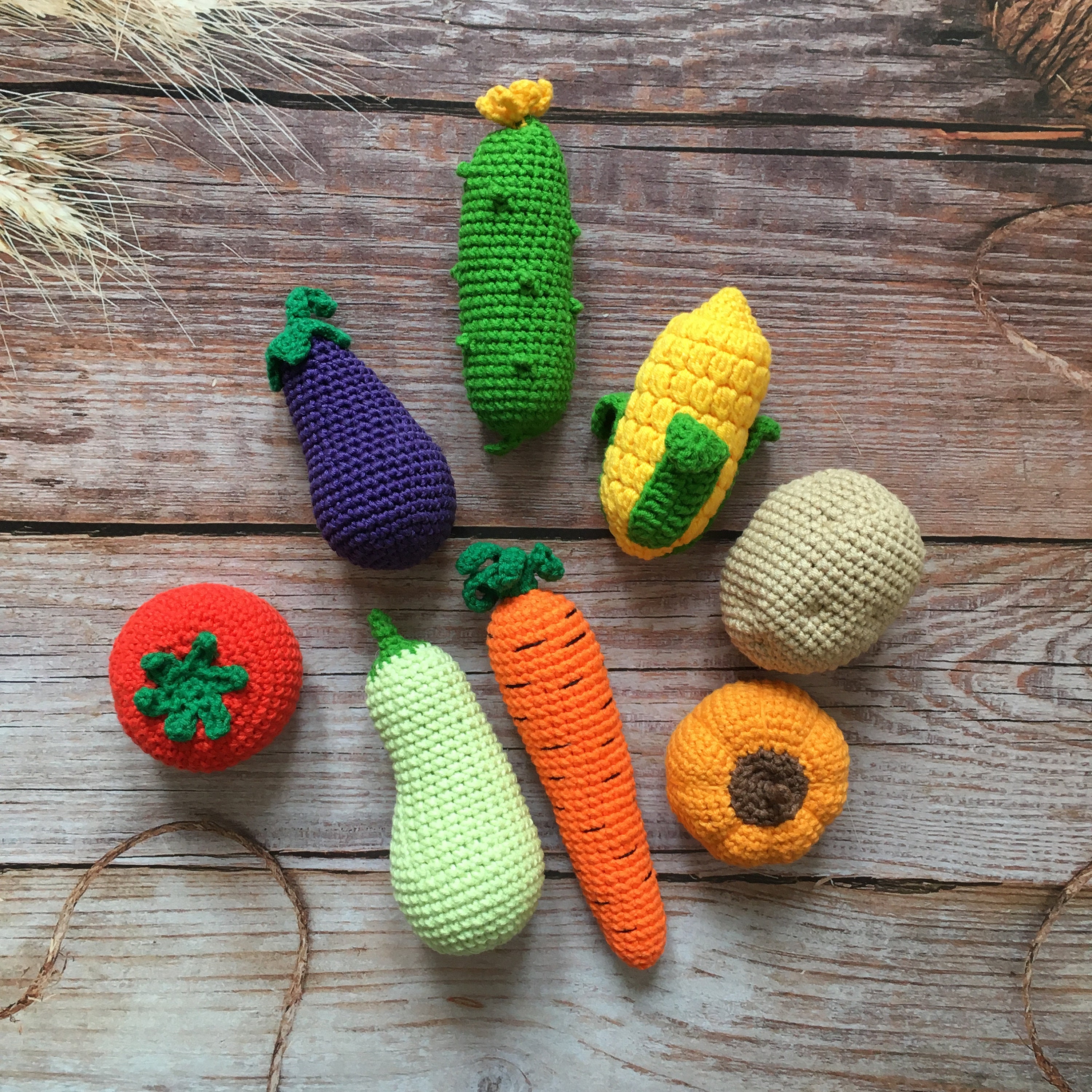Crochet vegetables 18 pcs set knit miniature fake food Etsy