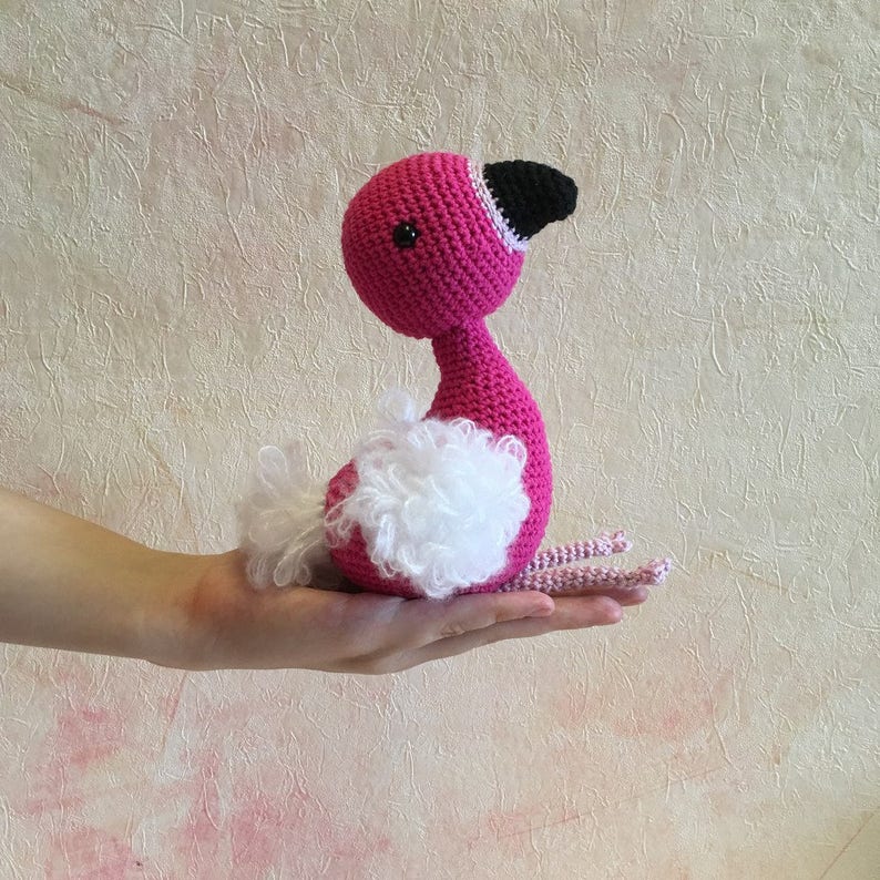 Pink flamingo toy stuffed fluffy plush cute animal bird Etsy