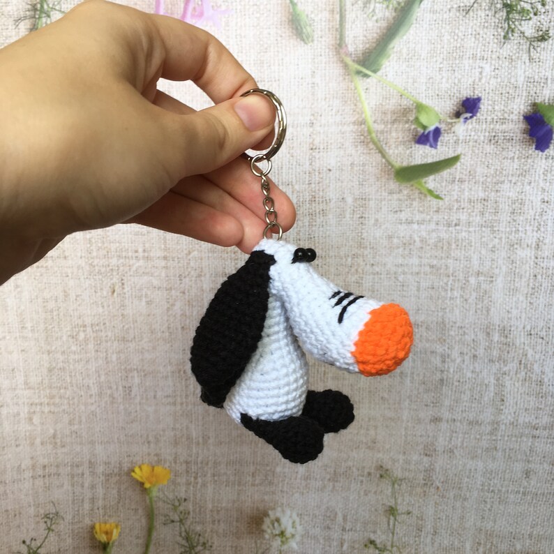 Keychain dachshund dog toy crochet little puppy keyring Etsy