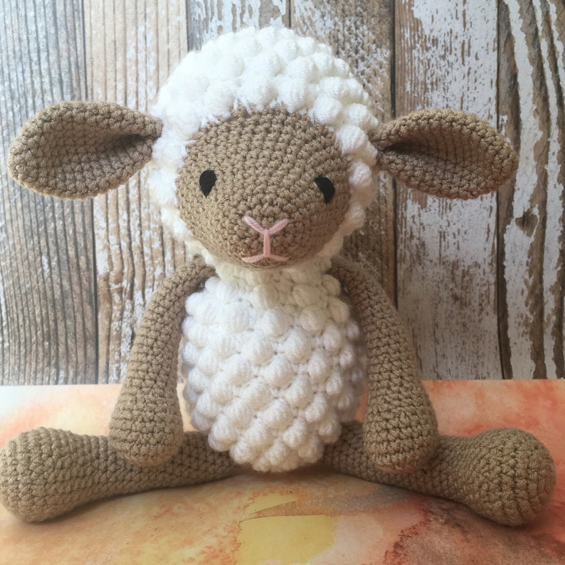 Crochet big lamb toy knit plush stuffed sheep doll baby Etsy