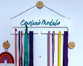 Personalised medal holder, acrylic wall medal hanger, personalised medal display for runners, gymnasts, footballers, cyclists