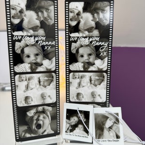 Personalised hand lettered camera roll film memory gift acrylic photo strip free standing gift image 2