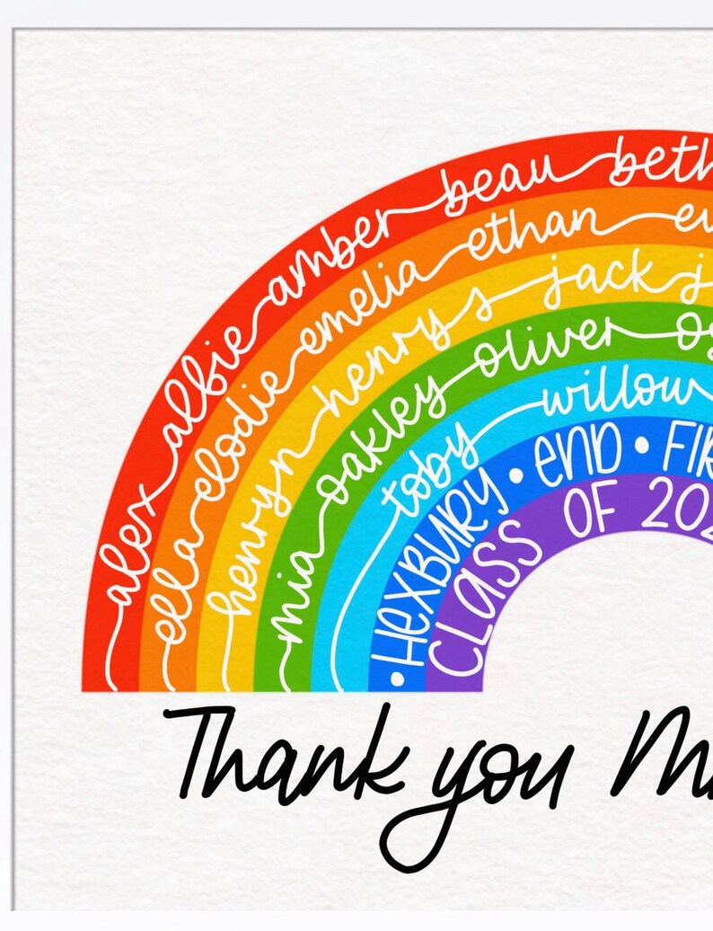 Teacher Appreciation End of School Year Thank You Gift, Class Rainbow ...