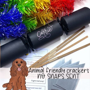Black Personalised Recyclable Eco Christmas Crackers, Eco Friendly Sustainable Cracker, Animal Friendly Cracker