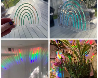 Rainbow shaped rainbow maker, sun catcher, suncatcher sticker, window cling