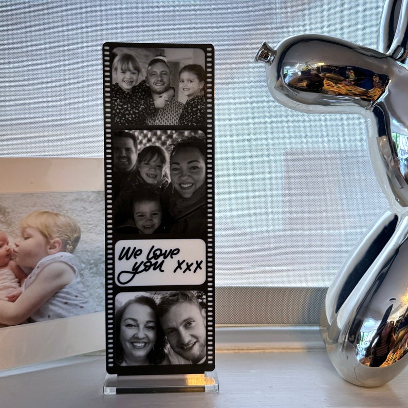 Personalised hand lettered camera roll film memory gift acrylic photo strip free standing gift image 7
