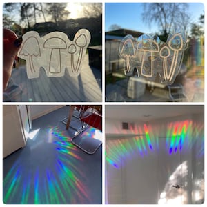 Mushroom rainbow maker, sun catcher, suncatcher sticker, window cling