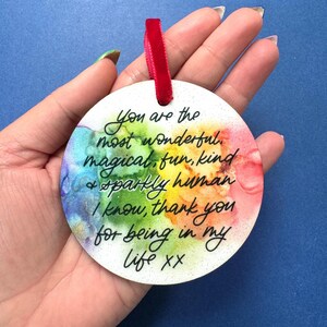 Best friend gift, sparkly human best friend ceramic, gift for a friend, glitter mdf ornament, beautiful gift for friend