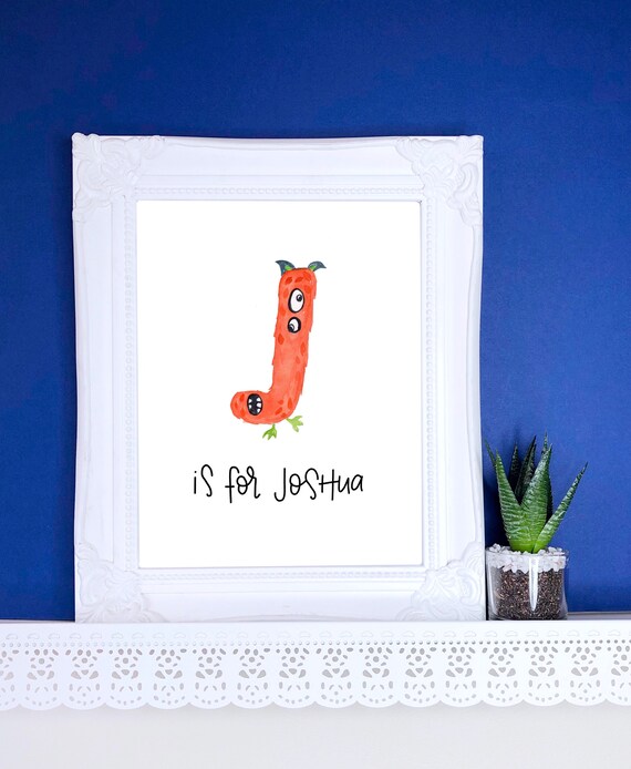 A4 Personalised Monster Alphabet, Alphabet Nursery Print, Nursery Decor, Alphabet Print, Kids Room Art, Nursery Wall Art, Alphabet Wall Art