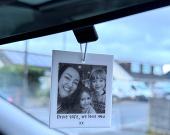 Hanging car photo frame custom personalised hand lettered camera roll polaroid film car accessory memory gift acrylic photo