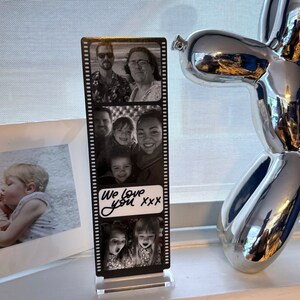 Personalised hand lettered camera roll film memory gift acrylic photo strip free standing gift image 5