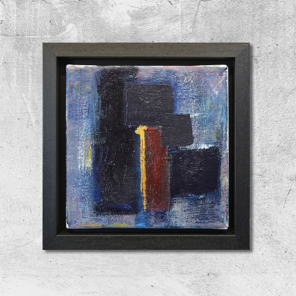 Original Acrylic painting "BLAU 04", framed, 20x20cm, #blau03