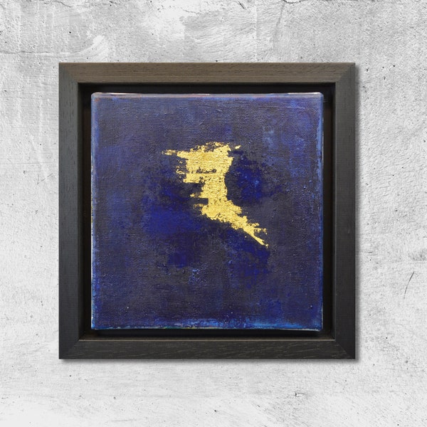 Original Acrylic painting "BLAU 01", framed, 20x20cm, #blau01