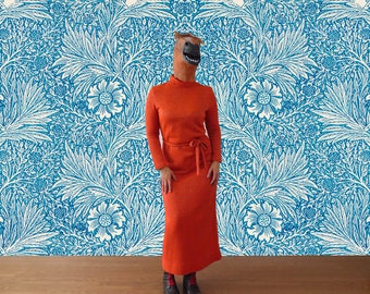 orange turtleneck sweater dress