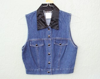 Black Denim Vest - Etsy Australia