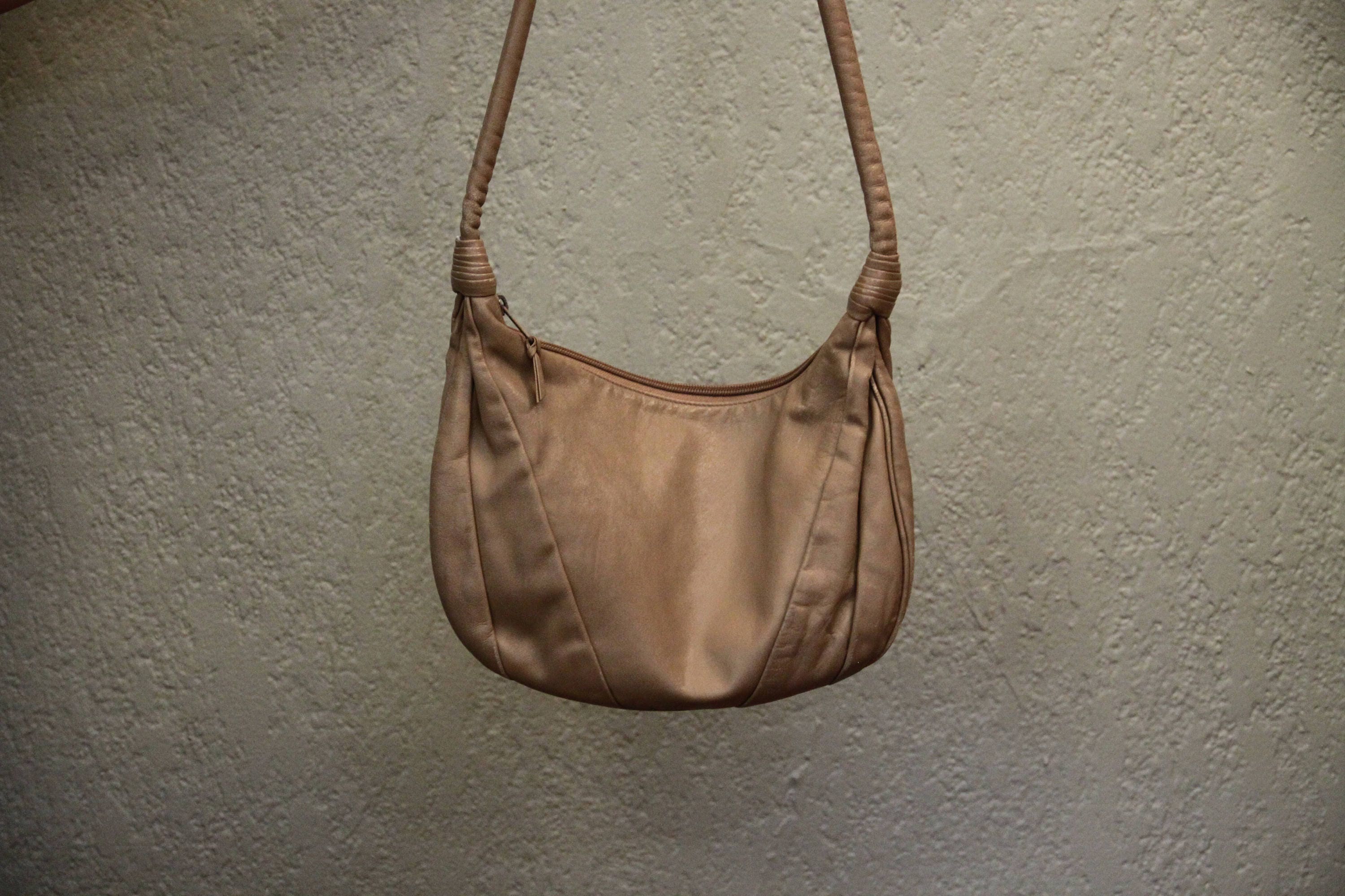 70s Era Vintage Beige Tan Leather Shoulder Bag Purse Satchel - Etsy