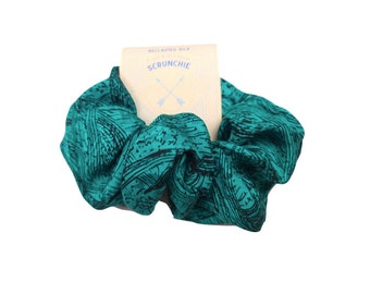 Reclaimed Silk Scrunchie Hair Band - 100% silk reclaimed from a teal blouse - a 90s remake great for sleep, curly hair and luxury gifts