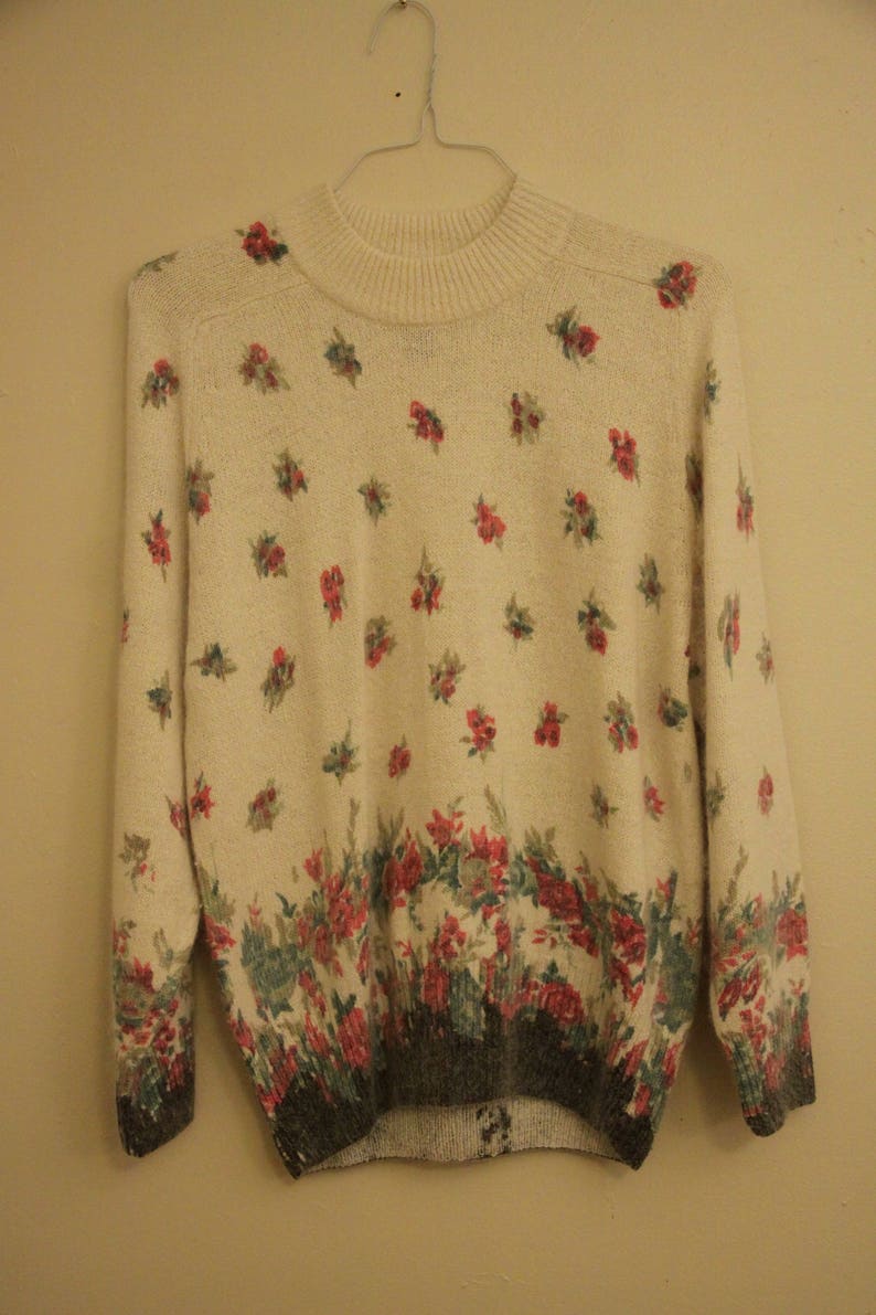 90s Era Vintage Soft Angora Floral Sweater Top in Women's - Etsy