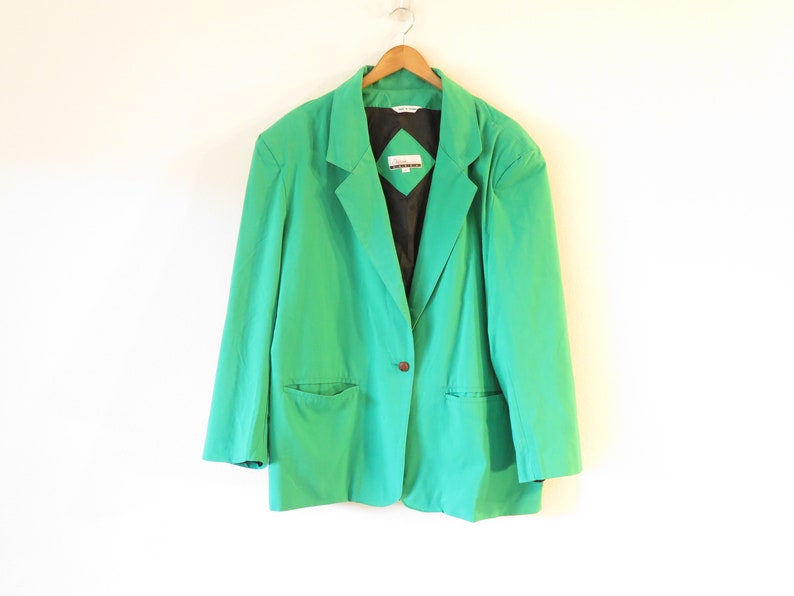 90s Era Vintage Oversize Kelly Green Blazer Jacket in Women's Size 20 ...