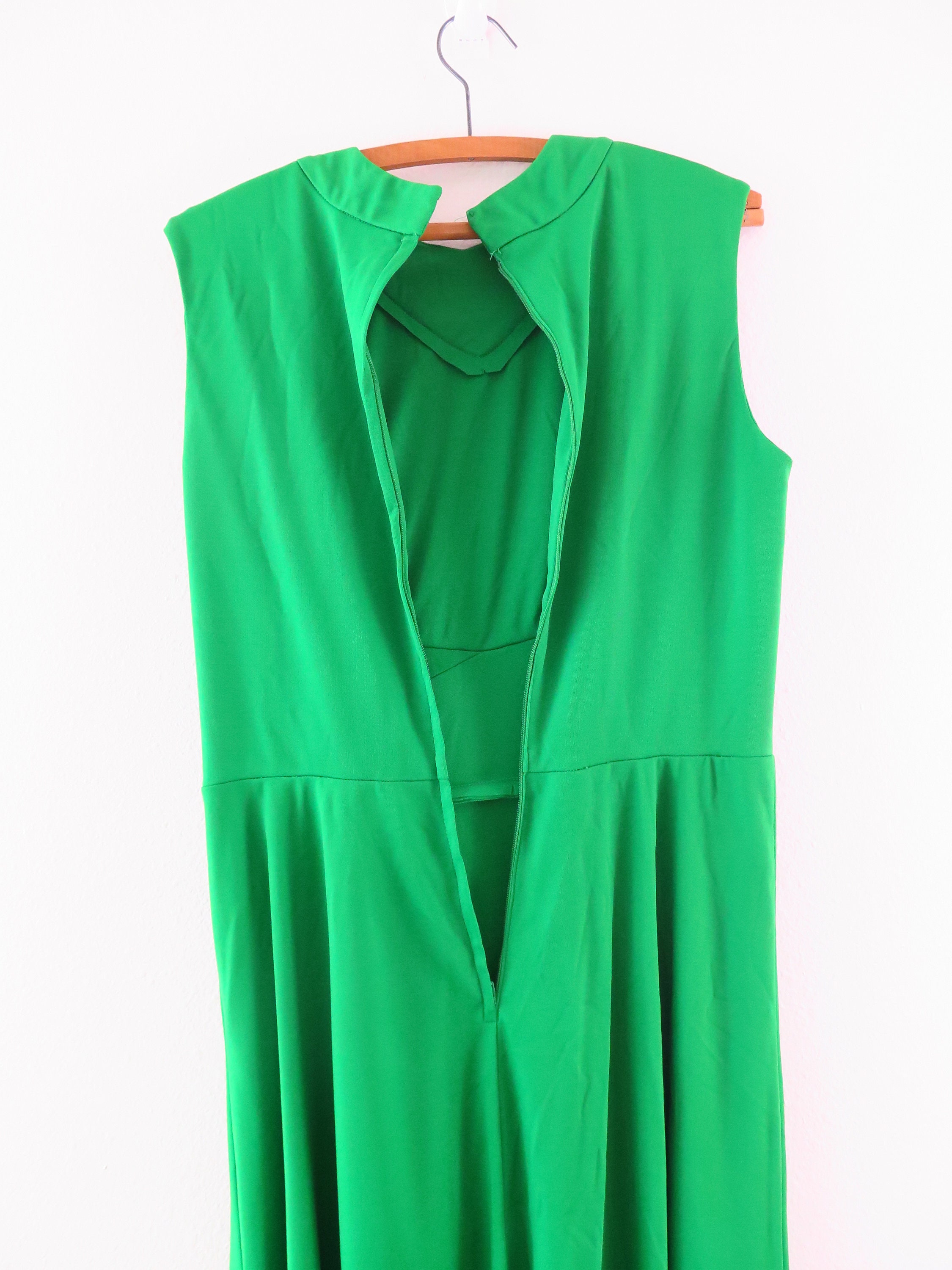 Vintage Dress Green Maxi 70s Era Estimated Medium: A Bright - Etsy