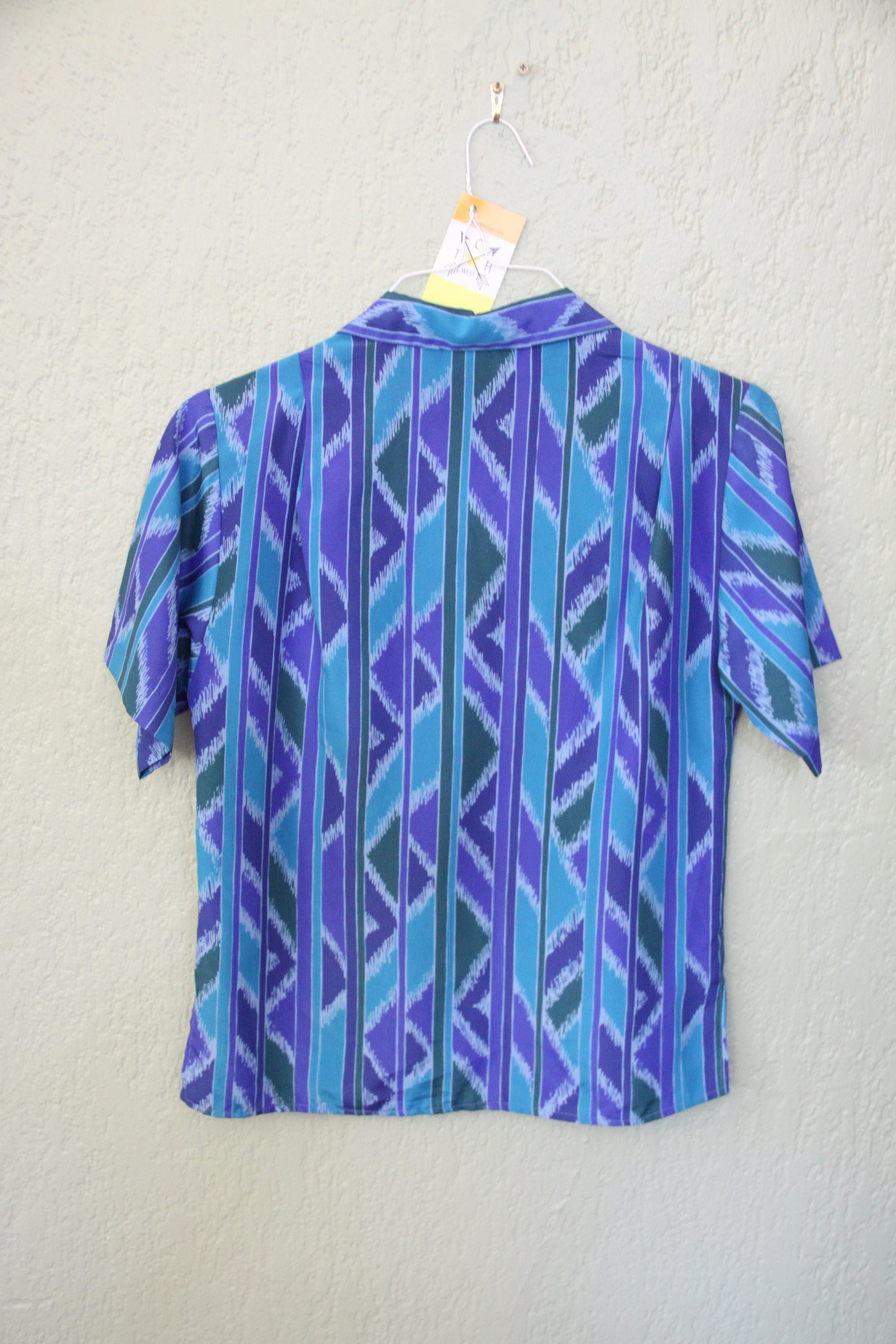70s Era Vintage Blue Aztec Boho Print Hawaiian Shirt in - Etsy