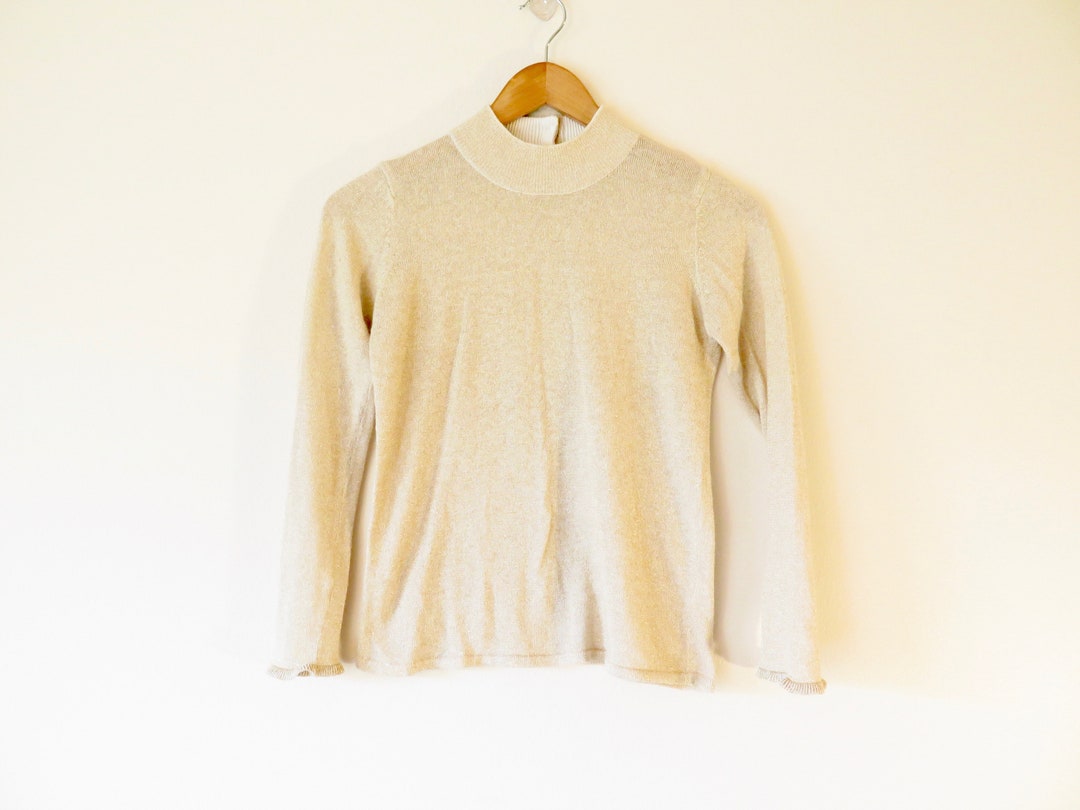 90s Era Vintage Metallic Gold Lightweight Sweater Top in - Etsy