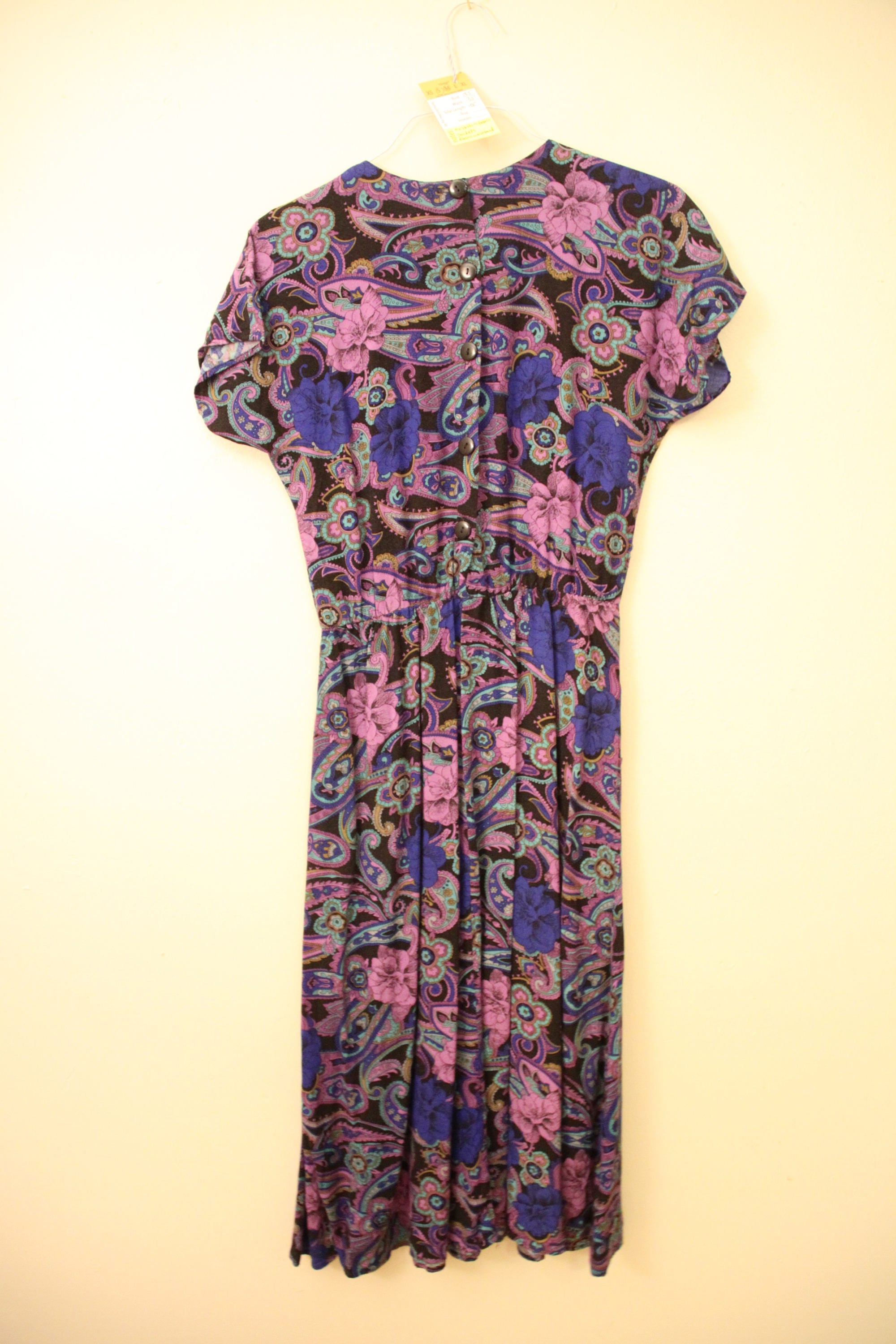 80s Era Vintage Floral Paisley Cap Sleeve Pocket Dress in - Etsy
