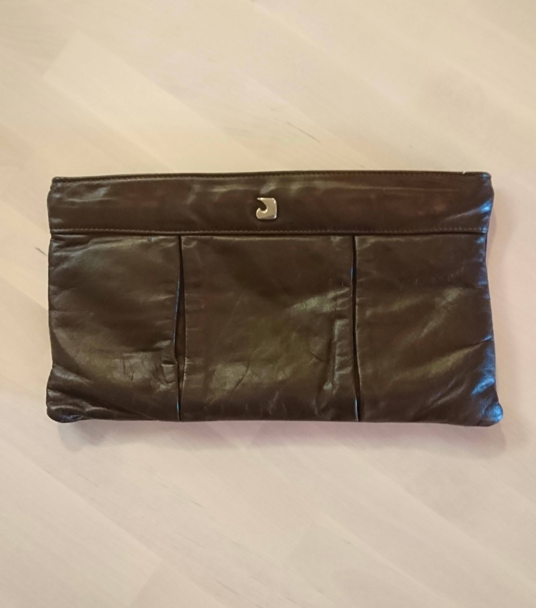 Vintage Juliette Black Leather Handbag Clutch 