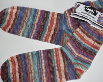 41 - 42 Gestrickte Socken Opal Nach Hundertwasser 4- Socks, bunte , Wollsocken, Who has eaten....  NEUE KOLLEKTION