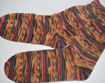 41 - 42 gestrickte Socken Opal * Stricksocken Wollsocken, Socks, Strümpfe rost, orange, gelb Geschenk *