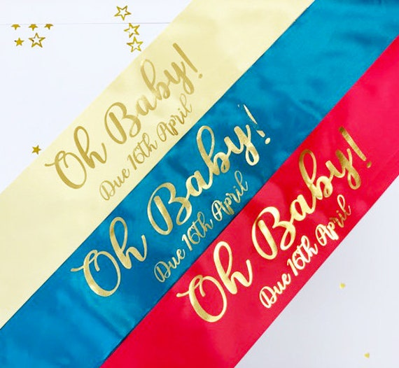 personalised baby shower sash