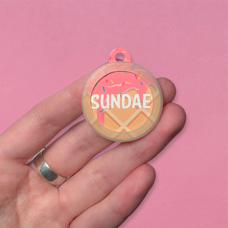 Custom Name Dripping Ice Cream Dog ID Tag dog name Etsy