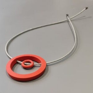 red circle pendant necklace, red round pendant, red minimalist pendant, red contemporary necklace, red geometric pendant, necklace for her