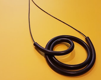 Black statement necklace, one of a kind necklace, black asymmetric necklace, black oversize necklace, black chunky necklace, free shipping
