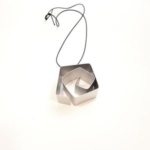 Contemporary necklace, statement necklace, extravagant silver necklace, chunky pendant, ooak art necklace, free shipping, aluminum necklace