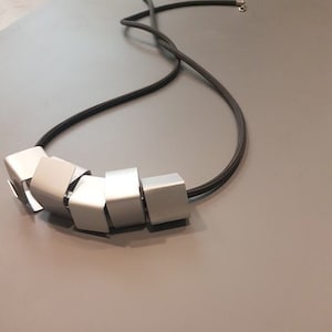 Contemporary necklace, silver asymmetric statement necklace, minimalist necklace, aluminum necklace, one of a kind art necklace, art jewelry
