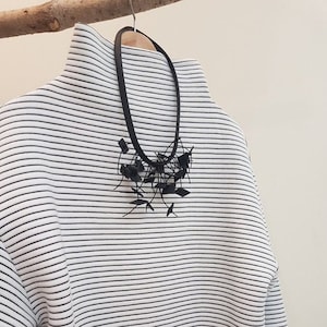 black chunky necklace, black asymmetric necklace, black statement necklace, black ooak necklace, black avante garde necklace, free shipping