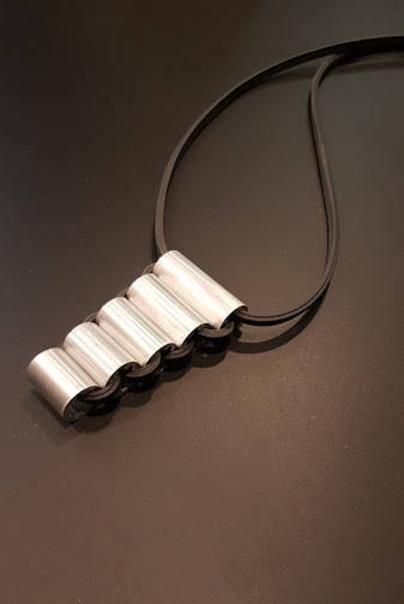 Chunky necklace, industrial design necklace, unique pendant necklace, free shipping, rugged necklace, black statement necklace, gift for her