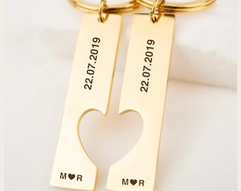 Partner Gift Personalized | Personalized Keychain | 2 pieces | Keychain with name | Keychain partner