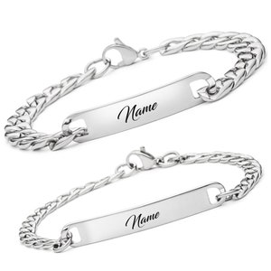 Pulseras de pareja, personalizadas con el texto que desees Pulseras para parejas/pulseras de amor con grabado, joyas individuales para hombre y mujer imagen 1