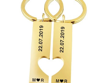Sleutelhangerpartner | Gepersonaliseerde sleutelhanger | 2 stuks | Sleutelhanger met naam | partnercadeau gepersonaliseerd