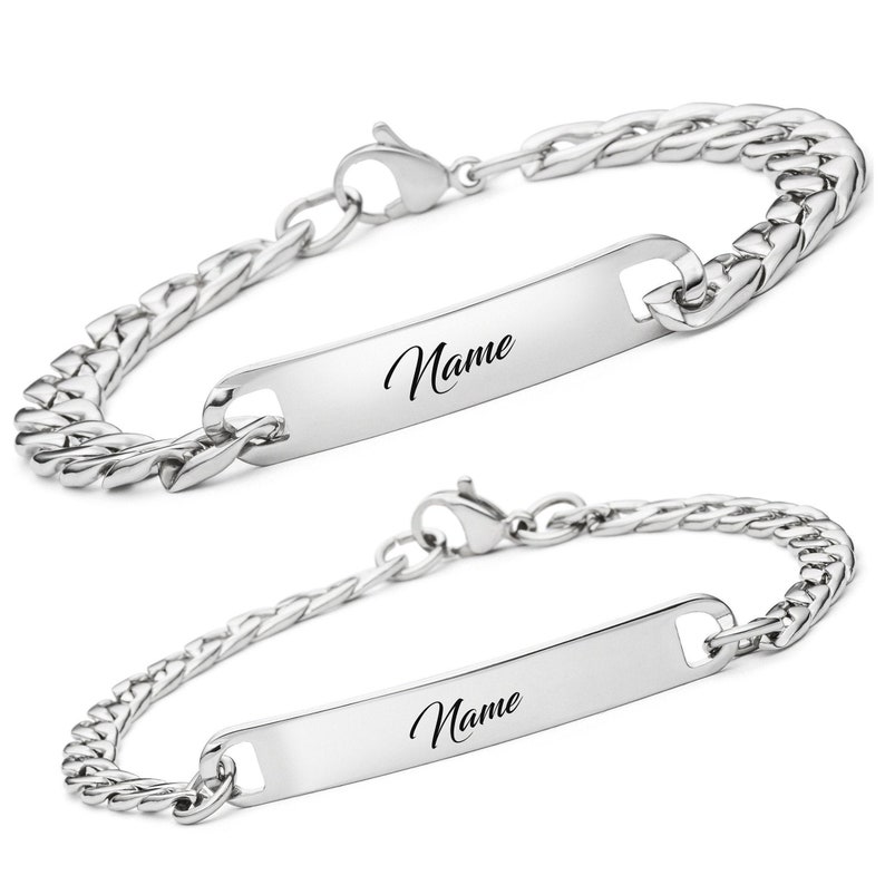 Braccialetti per partner, personalizzati con il testo desiderato Bracciali per coppie / braccialetti d'amore con incisione, gioielli individuali per uomo e donna immagine 1