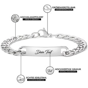 Braccialetti per partner, personalizzati con il testo desiderato Bracciali per coppie / braccialetti d'amore con incisione, gioielli individuali per uomo e donna immagine 3