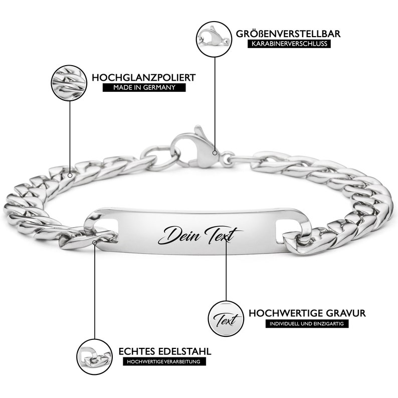 Partner bracelets, personalized with your desired text Bracelets for couples / love bracelets with engraving, individual jewelry for men and women image 3