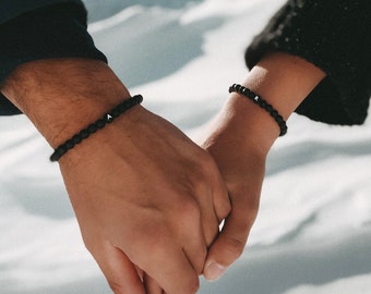 Pulseras de pareja, personalizadas con el texto deseado, pulseras para parejas / pulseras de amor con cuentas, joyas individuales para hombre y mujer