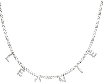 Letter chain I name chain I necklace women I chain with name made of high-quality stainless steel silver I chain with desired name