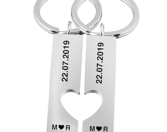 Personalized Keychain | Keychain partner | 2 pieces | Keychain with name | Partner Gift Personalized