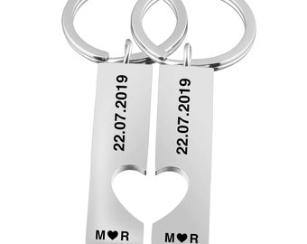 Personalized Keychain | Keychain partner | 2 pieces | Keychain with name | Partner Gift Personalized