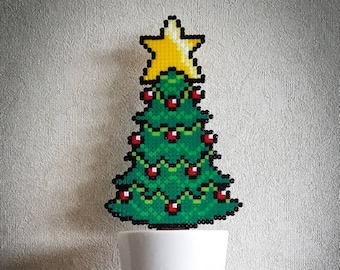 Pixel Plant in a Pot Nerdy Xmas Tree Home Decor Perler Beads Hama